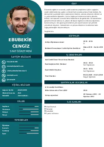 Sınıf Öğretmeni Cv Örnekleri cv indir